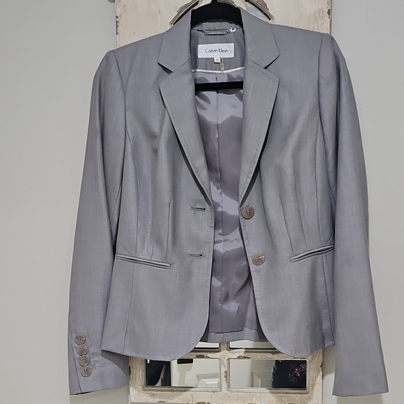 Calvin Klein Jackets & Blazers - Calvin Klein Light Gray Women's Blazer Jacket Size 2.